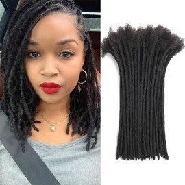10 Inch 60strands Loc Extensions Human Hair Man/Women 0.4cm Width 100% Full Handmade Permanent Dreadlock Extensions Human Hair An Be Dyed Bleached Curled (10Inch,Natural Black)