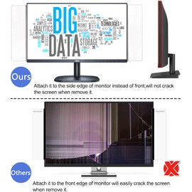 2 Pcs Large Computer Monitor Memo Board for No Edge Monitors,13.6 X 3.6 Inch Monitor Sticky Note Holder Computer Monitor Message Board for Frameless Monitors