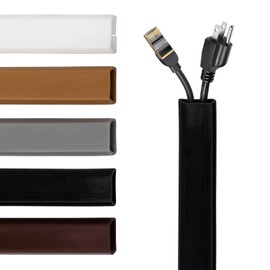 Rubber Bond TV Cord Hider Cable Protector - Strong Self Adhesive Wall Cord Cover Cable Hider - Low Profile Cable Management Wall Cord Concealer Cable Raceway (Black, 6 Feet)