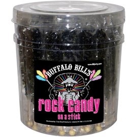Buffalo Bills Black Cherry (Black) Rock Candy On A Stick (36-ct tub black rock candy crystal sticks)