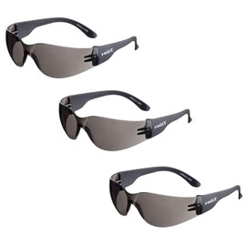 3 x voltX ‘GRAFTER’ Lightweight Industrial Safety Glasses, UKCA & CE EN166f Certified/Cycling Safety Glasses (Smoke Lens)
