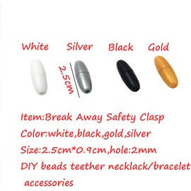 Broches de plástico Breakaway para collar de silicona, cierre de seguridad para mamá (blanco)