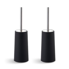 ALIMOTA Cepillo Inodoro，Cepillo para baño，304 Juego de Cepillo de Inodoro de Acero Inoxidable, diseño de Moda, Cabeza de Cepillo de Mango Largo, decoración de baño, Duradero (Negro)