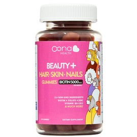 Beauty+ Hair Nails and Skin Vitamins - Biotin Gummies 5,000 Mcg - Folate - Vitamin B Complex B5, B6, B12 - Biotin Vitamins - Faster Hair Growth Gummies, Stronger Nails, Healthy Skin Care