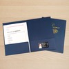 Welcome Packet Folders Dark Blue Linen Luxury with Two Pockets