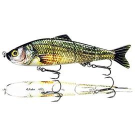 FISHN XXL Pike Bait Candy, Length: 20 cm, Weight: 83 g, Swimbait Artificial Bait / Fishing Lure / Wobbler for Fishing Predatory Fish such as Pike, Zander, Cod (Dark Green)