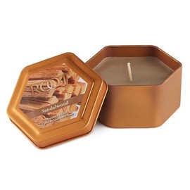 Root Candles Scented Candles in Travel Tin 24-Hour Honeycomb Traveler Handcrafted Beeswax Blend Candle, 4-Ounce, Sandalwood