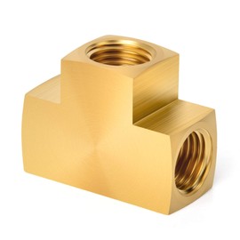 GASHER 1 Pcs Brass Barstock Tee, 1/2" x 1/2" x 1/2" NPT Female Pipe Fittings