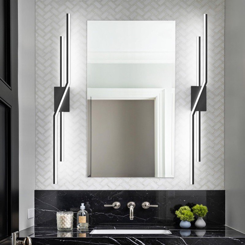 SOLFART Bathroom Vanity Light Dimmable Modern Matte Black Bathroom Light
