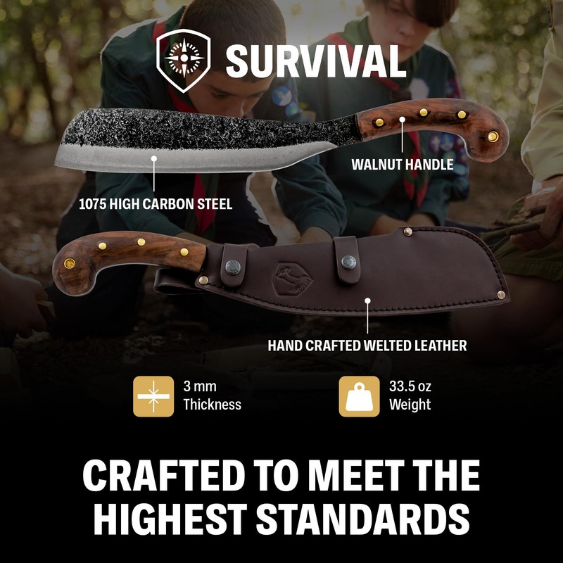 Condor Tool & Knife Village Parang Machete 12 Inch W/Leather