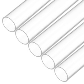 Rebower Plastic Pipe Rigid Polycarbonate Round Tube Clear, [for Lighting, Models, Water Plumbing] - 0.9x1"(22x25mm), 10"(250mm) Length/Transparent / 5 Pcs