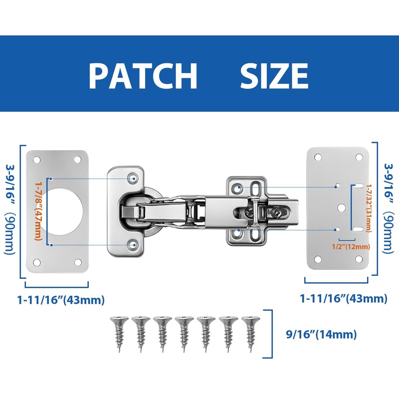 TamBee Corner Cabinet Hinge Bifold 175 Degree with Repair Plate