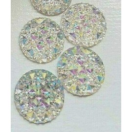 CraftbuddyUS MG4A 30 pcs 20mm AB Clear Round Rhinestone Diamante Flat Back Faceted Resin Moon Gems