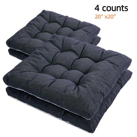 SEKUMDAN Outdoor Indoor Chair Cushions 20"x20" - Patio Furniture Cushion Set of 4 Comfortable Non-Slip Seat Pads Cover for Wicker Adirondack Deck Rocking Metal Chairs Universal Fit (4, Dark Grey)