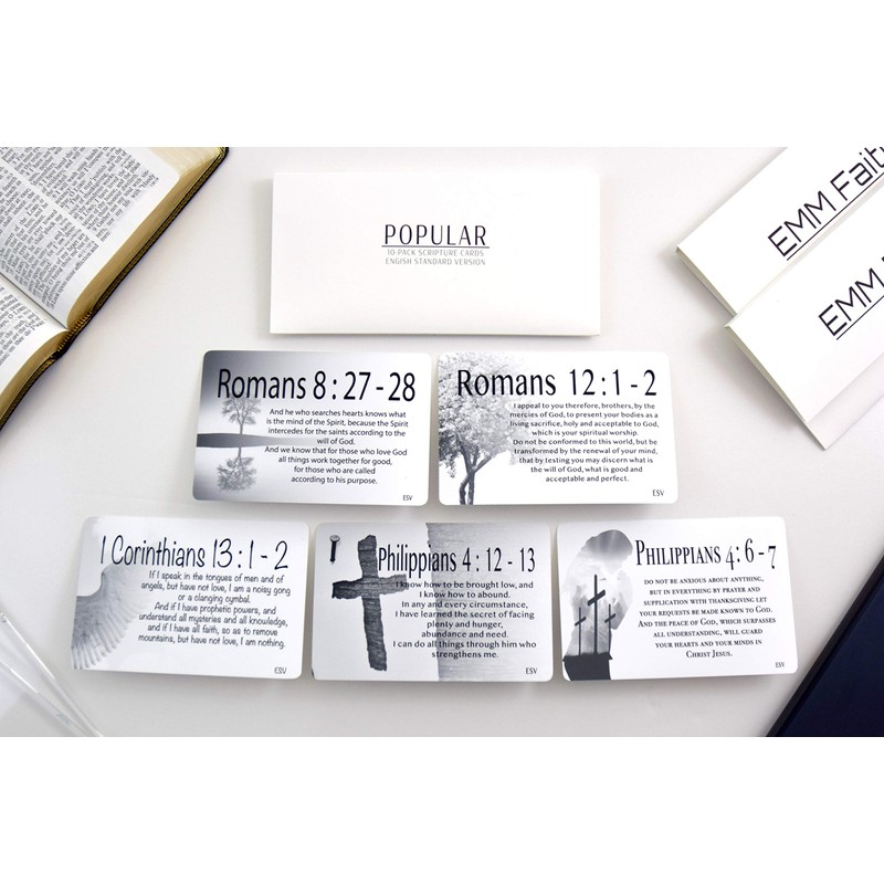 Popular Scripture Cards (10-Pack), Inspirational Memorization Bible Verse Cards of