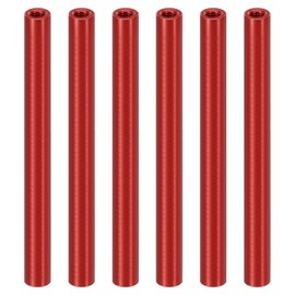 PATIKIL M3 Aluminium Abstandshalter, 6 Stück Metallabstandshalter Aluminium 3mm IDx5mm ODx70mm L Gewindeabstandshalter Schraubenständer Säulenbolzen weiblich rund, Rot