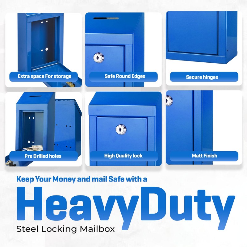 Metal Donation Box-Suggestion Box with Slot and lock-Cash Lock box