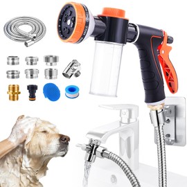 Tub Faucet Sprayer Attachment for Dog Shower, Dog Washing Hose Attachment with 6 Adapters for Tub Faucet, Utility Sink, Laundryroom, Sink Hose Attachment for Faucet Pup Dog Wash Jet to Wash Your Dog