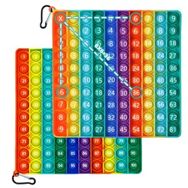 LandReCol PopIt XXL 2-in-1 Fidget Toy - Pop On It Multiplication Board 1-100 with Hundred Board for Children - Stress Relief Sensory Toy, Rainbow Push Bubble Learning Toy Montessori School Children