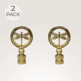 Royal Designs, Inc. Decorative Hovering Dragonfly Finial for Lamp Shade, Polished Brass - Pack of 2
