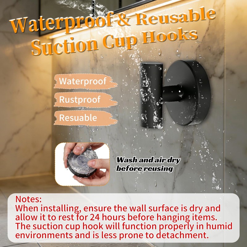 Suction Cup Hooks,10LB Max Capacity Adhesive Hooks,only for Smooth Surface
