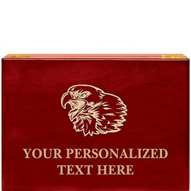 Crown Awards Eagle Rosewood Humidor Gift, Customize with Your Own Text Engraving