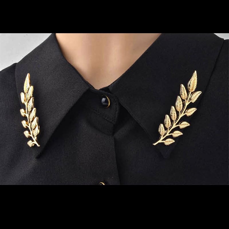 coadipress Gentlemen Gold Silver Leaf Brooches Simple Elegant Retro Double