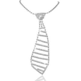 ELABEST Sparkly Rhinestone Necklace Tie Gothic Diamond Choker Crystal Tennis Chain Wedding Bridal Bridesmaid Jewelry for Women (TIE)