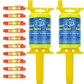 LURKA Mason Line String,#18 540 Feet Braided Construction Nylon Line with 5 Built-in Levels and Spool Fluorescent String Line for Precision Work, DIY, and Gardening (2 Pack Yellow Fluorescent)
