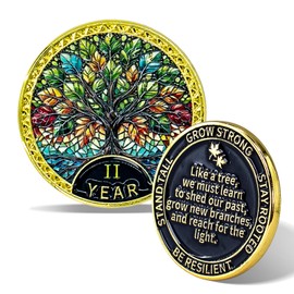 Tree of Life Sobriety Coin - 2 Year Sobriety Coin, AA Chip Medallion & NA Recovery Medallion, Sobriety Gifts for Anniversary Year for Men & Women in Recovery