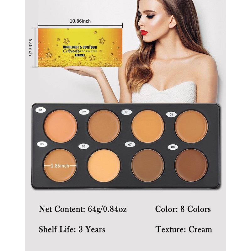 Cream Contour Palette Makeup, Long Lasting Full Coverage Concealer for