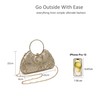 Kitise Women Sparkling Rhinestone Studded Floral Embroidered Round Handle Evening