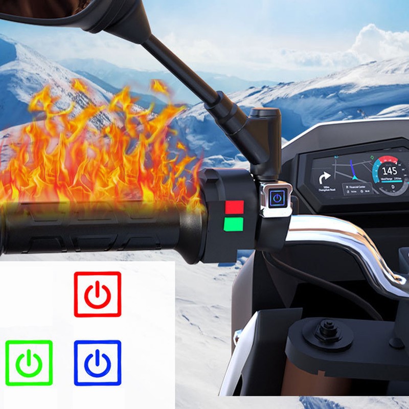 1 Pair Handlebar Heated Grip 3 Level Temperature Adjustment Electric