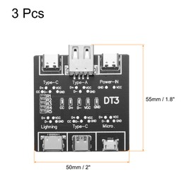 MECCANIXITY 3Pcs USB Wire Tester,Black PCB Type-C Type-A Type-B Micro Fast Charging Data Wire Test Board, Quick Unusual Detector Tool for DIY Electronic Products