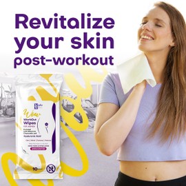 20 XL Post Workout Wipes for Adult Women w/Aloe & Hylauronic Acid by Violet Vibes | Soothing No Rinse Full Body & Face Bathing | Moisturizing Shower Wipe for Adults | Gym, Camping, Work, Travel