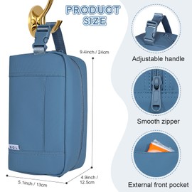 NOL Natural Organic Lifestyle Freezable Snack Bag, Leakproof Cooler Lunch Bag, Reusable, Zip Closure with Buckle Handle Nylon Waterproof Snack Box for Work Travel-Dusty blue
