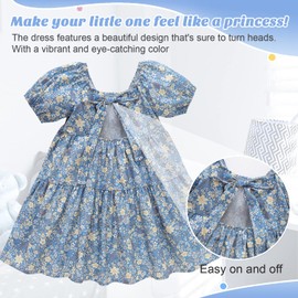 Zanie Kids Easter Dresses for Little Girls Flutter Sleeve Toddler Backless Baby Summer Playwear Outfits Blue 90cm 18 24 Months