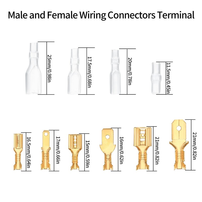 KOXXIAMOQ 600 Pcs 2.8mm 4.8mm 6.3mm Male and Female Wire