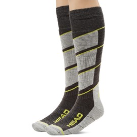HEAD Unisex Kneehigh socks, Dark grey / yellow, 31