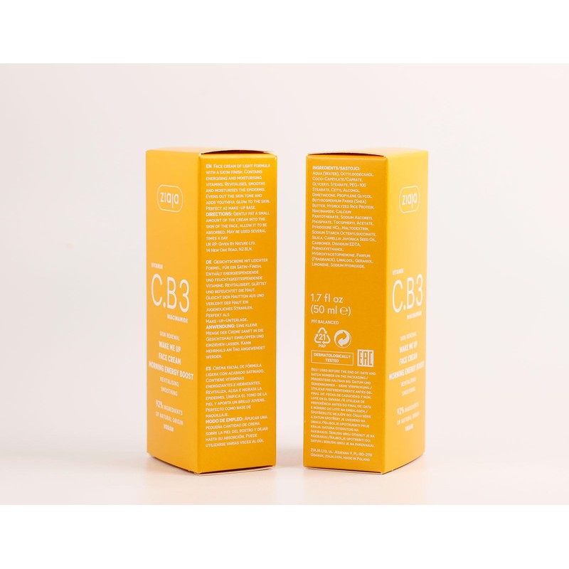 Ziaja Vitamin C.B3 NIACINAMIDA Wake Me Up Revitalising Day Cream