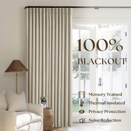 90 Inch 100% Blackout Linen Pleated Curtains 2 Panels for Living Room Pinch Pleated Back Tab Black Out Drapes Memory Shape Taupe Heat Reducing Pinch Pleat Window Curtains for Bedroom 90 Inches Long