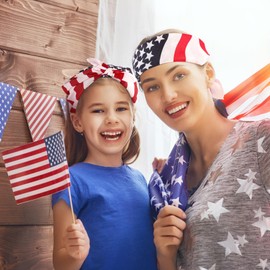 Ramede 24 Pcs Flag Bandana Handkerchief Patriotic Head Bandannas Tie Dye Head Wrap Scarf Wristband for Men Women