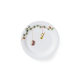 Kähler Hammershøi Christmas Plate Diameter 19 cm Handmade with Watercolour Painting, White