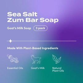 Indigo Wild Zum Bar Goat's Milk Soap - Sea Salt - 3 oz (3 Pack)
