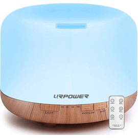 URPOWER 500ml Aromatherapy Essential Oil Diffuser Humidifier Room Decor Lighting with 4 Timer Settings, 7 LED Color Changing Lamp and Waterless Auto Shut-Off