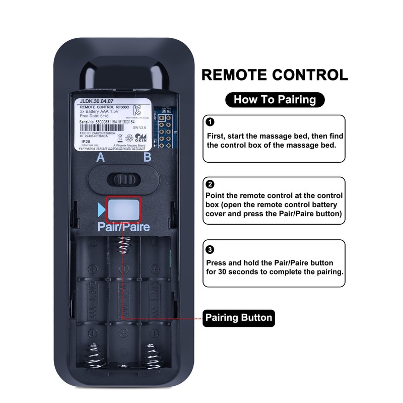 New Replacement RF366B RF366C Sleep Tight Bedding Remote Control Compatible