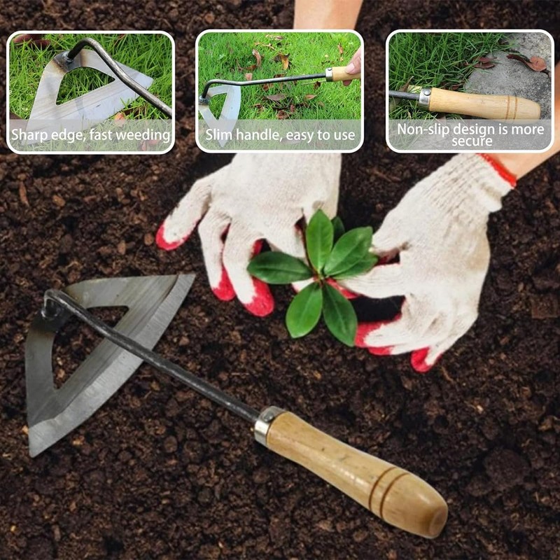 Michear Weed Puller, Garden Hoe Hand Tool, Stainless Steel Hand