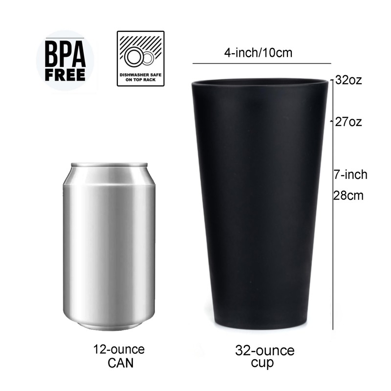 KX-WARE 32-ounce Plastic Tumblers Large Drinking Glasses, set of 8