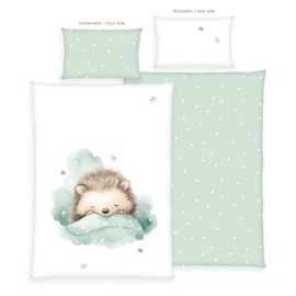Herding Babybest Little Hedgehog Bed Linen, Pillowcase Approx. 40 x 60 cm, Duvet Cover Approx. 100 x 135 cm, with Zip and Envelope Closure, 100% Cotton/Renforcé
