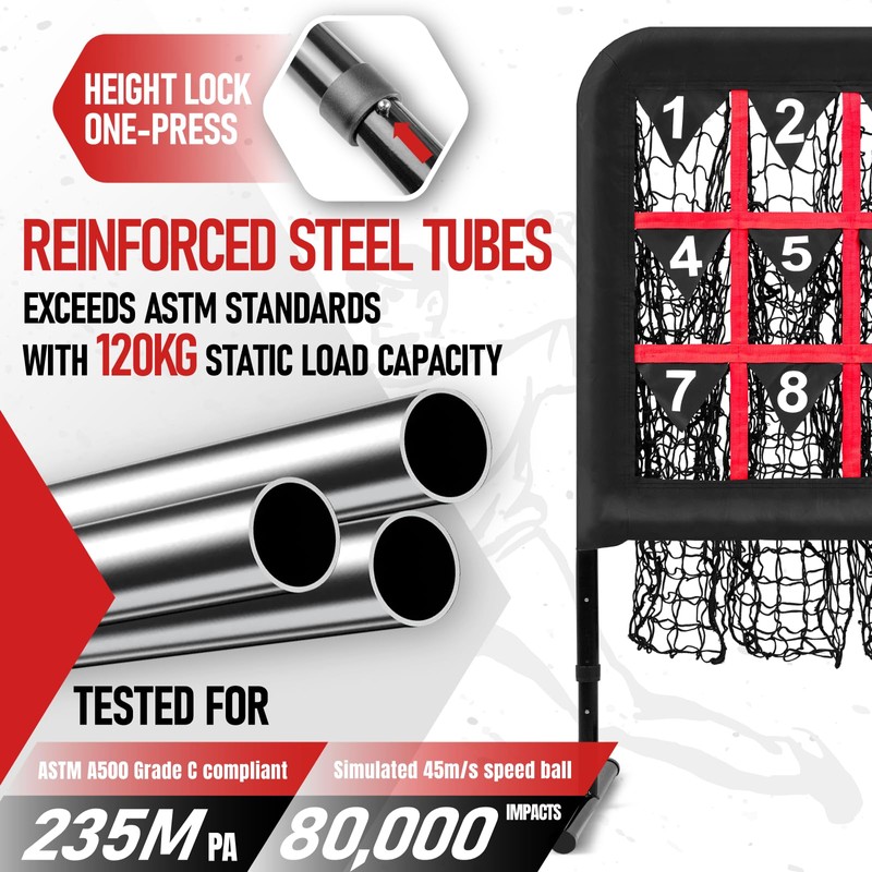 Pitching Net, 9 Hole Baseball Pitching Net with Strike Zone,